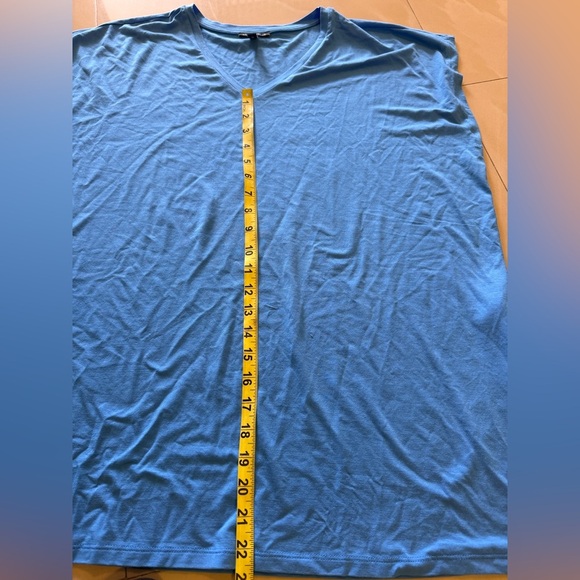 EILEEN FISHER Womens  Boxy V-Neck Tee Shirt Top in Coast Blue Short Sleeve L - Picture 10 of 16